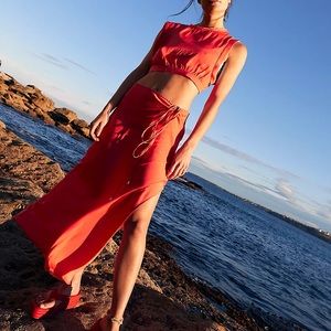 Free People Vibrant Red Two-Piece Dress